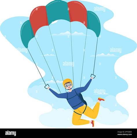 Skydiving Illustration With Skydivers Use Parachute And Sky Jump For