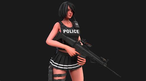 3d Model Military Girl Vr Ar Low Poly Cgtrader