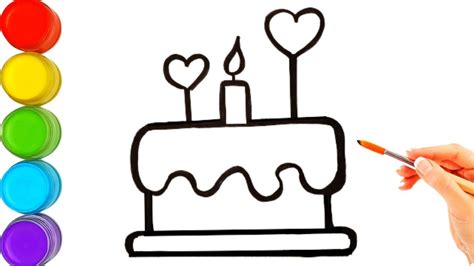 Drawing Painting Birthday Cake How To Draw A Cake Step By Step