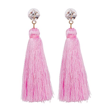 Pink Tassel Earrings B Jeweled Jewelry