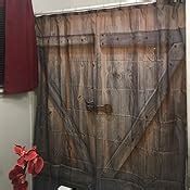 Amazon Kotom Rustic Decor Shower Curtain Rustic Wooden Barn Door