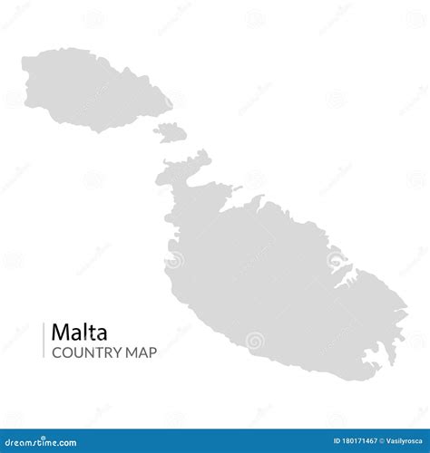 Malta Island Vector Map Illustration Maltese Republic Contour Country