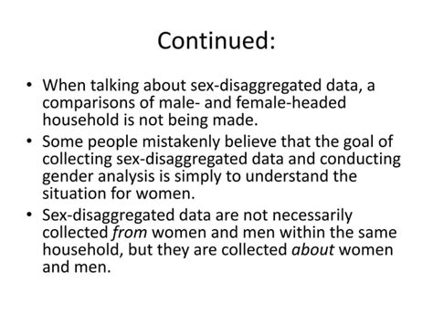 Gender Indicators And Sex Disaggregated Data Ppt Free Download