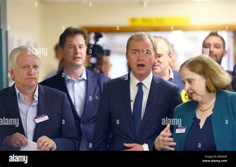 Liberal Democrat Leader Tim Farron Second Right And Nick Clegg