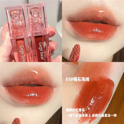 Gege Bear Lip Glaze Colores Transparente Vidrio Aceite Labial L Quido