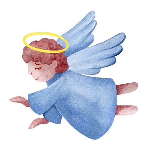 Christmas Watercolor Card Guardian Angel Stock Illustration ...