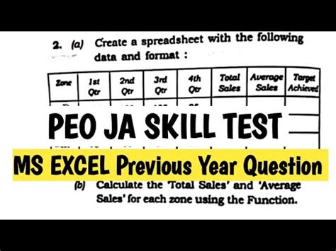 Peo Ja Ms Excel Skill Test Ms Excel Skill Test Video Solution