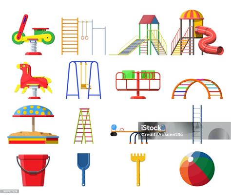 아이 들 놀이터 유치원 세트입니다 갈퀴에 대한 스톡 벡터 아트 및 기타 이미지 갈퀴 개체 그룹 공 스포츠 장비 Istock
