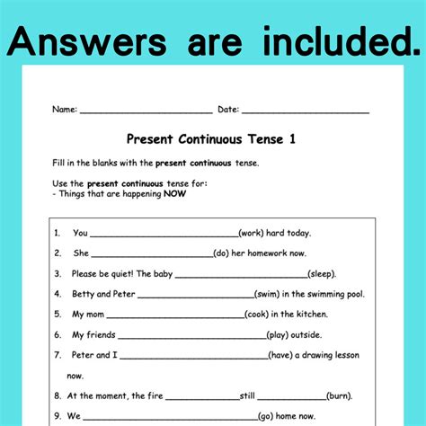 Present Continuous Tense Exercises Electronic Worksheets The English Workshop