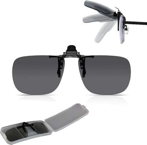 Amazon Polarized Clip On Flip Up Metal Clip Rimless Sunglasses For