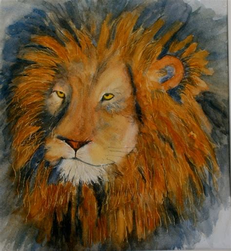 LION une tête de Lion peinture aquarelle originale 15 x 16 Etsy