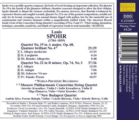 Concertino String Quartet Spohr String Quartets Volume 15 CD New