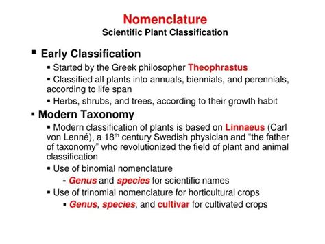 PPT Nomenclature Scientific Plant Classification PowerPoint