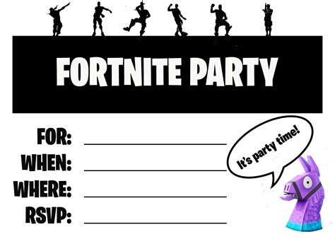 Fortnite Party Invitations Free Printable