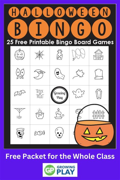 Printable Halloween Bingo Cards For Classroom FREE Growing Play