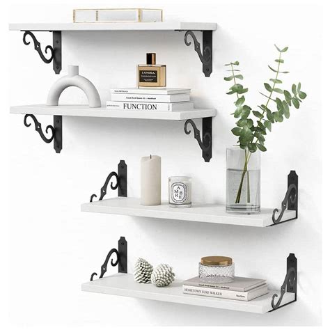 Cubilan 17 In W X 6 In D White Wood Decorative Wall Shelf Floating