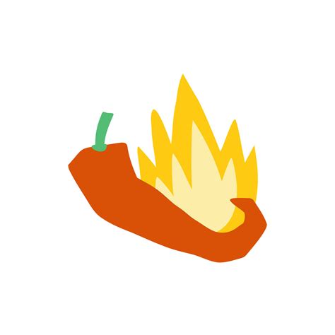Hot Chilli Peppers Cartoon Spicy Red Chilli Pepper In Fire Flames Red