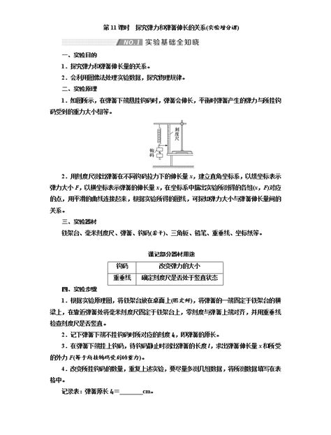 2020版高考物理新创新一轮复习通用版讲义：第二章第11课时 探究弹力和弹簧伸长的关系（实验增分课） 教习网学案下载