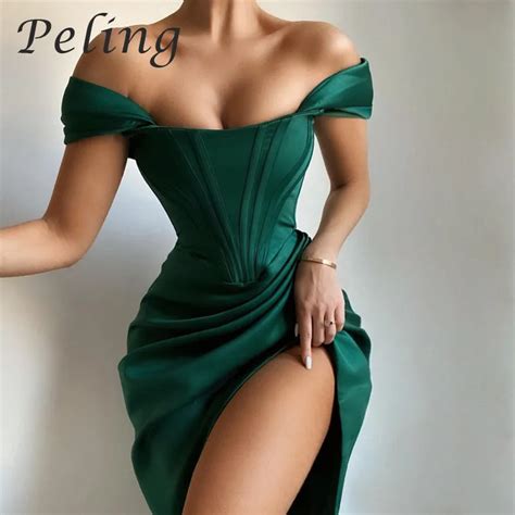 Peling Robe De Soir E Sexy Pour Femme Robe Fendue Fronc E Tambour Club