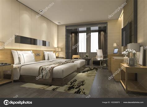 3d Renderizado Suite De Lujo Dormitorio Moderno En Hotel Y Resort