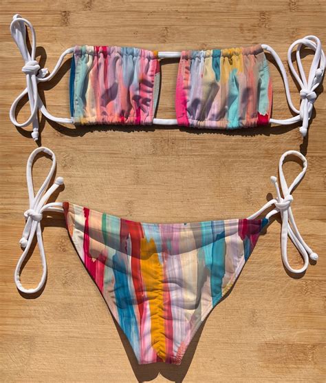 Swimwear Scrunch Butt Tie Side Square Top Bikini Set Etsy