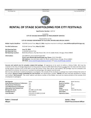 Fillable Online Cityofchicago 12 2 15 Rental Of Stage Scaffolding Work