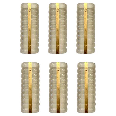 Set Of Six Hourglass Shaped Clear Glass Sconces For Sale At 1stdibs