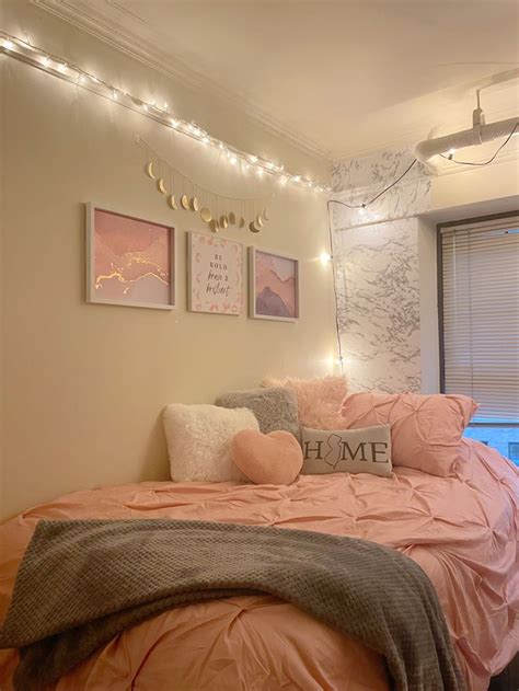 Pink Grey Dorm Room In 2024 Dorm Room Styles Dorm Room Decor Dorm