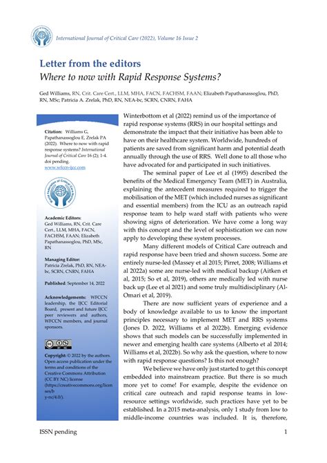 Pdf Where To Now With Rapid Response Systems