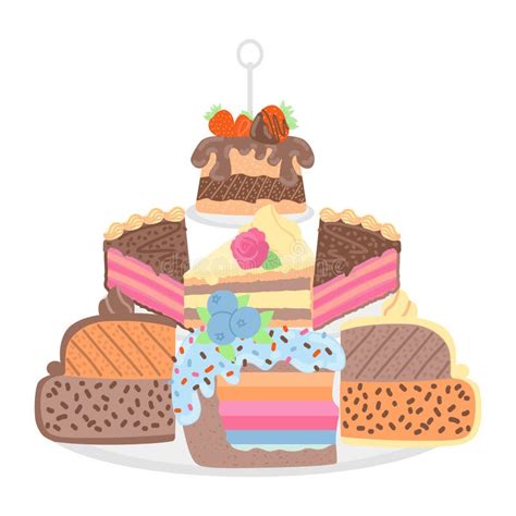 assorted cake pieces stock illustrations  assorted cake pieces
