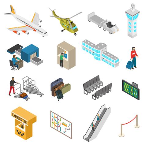 Airport Icons Set 477599 Vector Art at Vecteezy