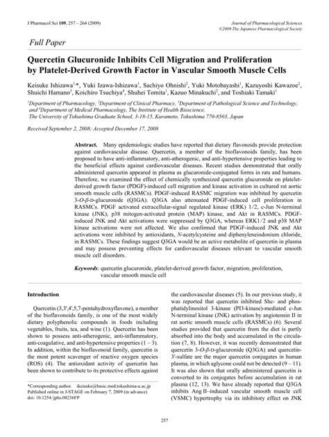 Pdf Quercetin Glucuronide Inhibits Cell Migration And Proliferation