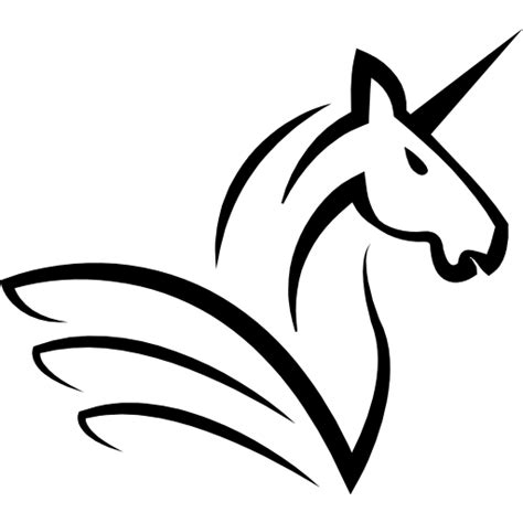 Cabeza De Caballo Unicornio Con Un Cuerno Y Alas Icono Gratis