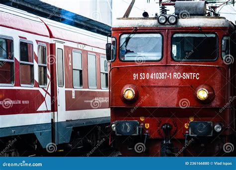 Train In Motion Or At Train Platform At Bucharest North Railway Station