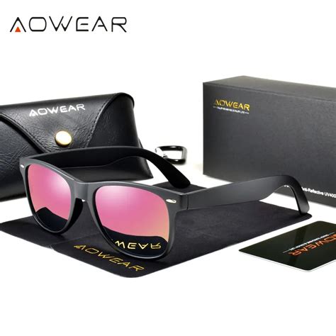 Aowear Classic Brand Aviation Mirror Sunglasses Women Polarized Vintage