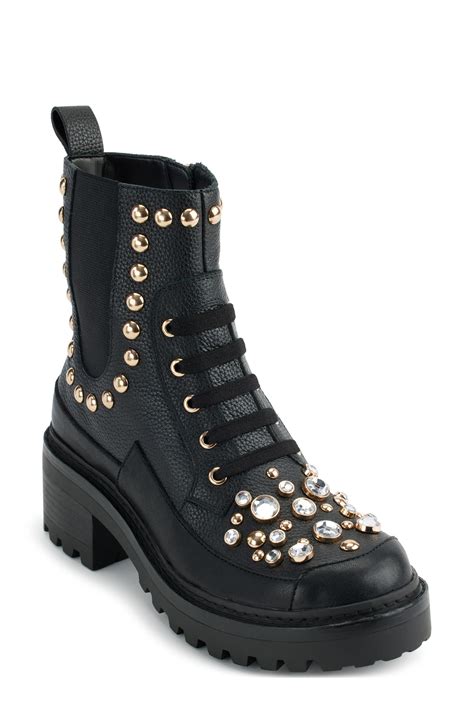 Karl Lagerfeld Breck Embellished Lug Boot In Black Lyst