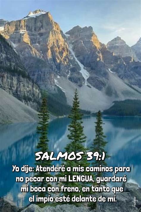 An Image Of A Mountain Lake With The Words Salmos In Spanish