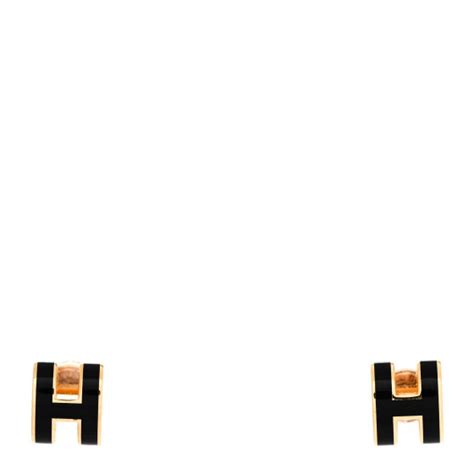 Hermes Gold Lacquered Mini Pop H Earrings Black 1183715 Fashionphile