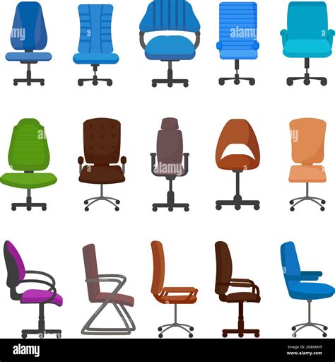 Desk Chair Icons Set Cartoon Vector Desk Office Stock Vector Image