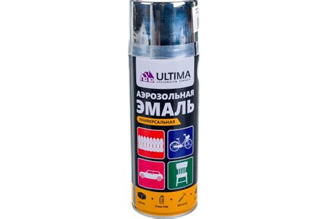 Аэрозольная краска ULTIMA хром металлик, универсальная, 520 мл ULT020 ...