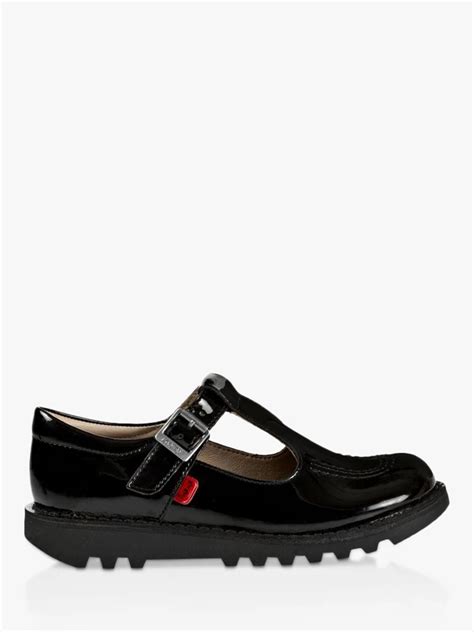 Kickers Kids Kick T Bar Shoes Black Patent At John Lewis And Partners