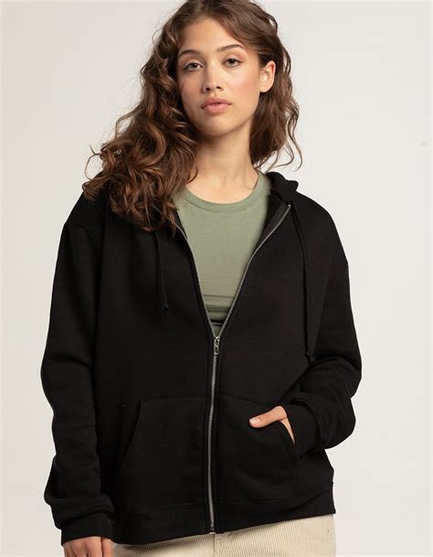 Tillys Womens Oversized Zip Up Hoodie Black Tillys