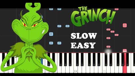 The Grinch Youre A Mean One 2018 Slow Easy Piano Tutorial Youtube