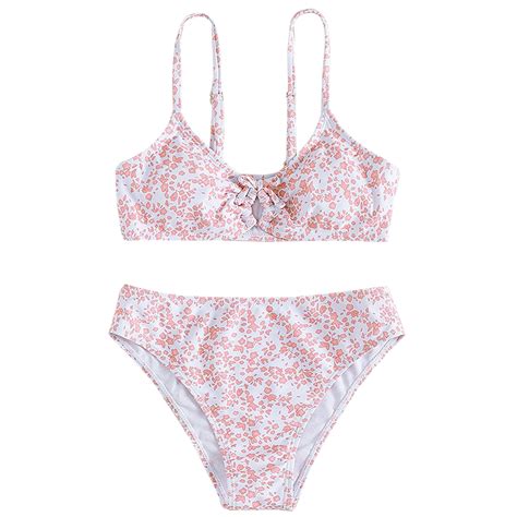 Oddler Girl 2 Piece Swimsuit Sport Floral Prints High Waist Bikini Set