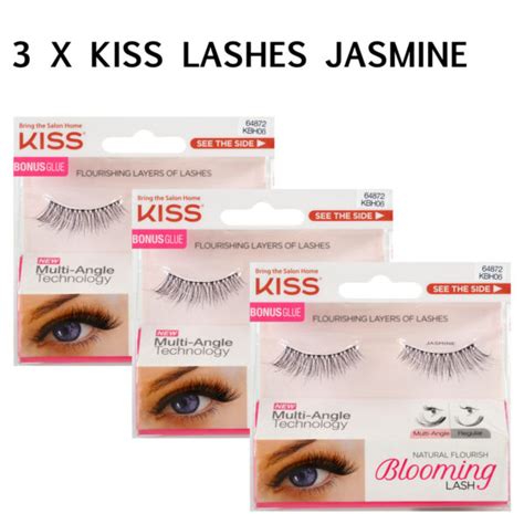 KISS Eyelashes Lot 3 Pairs Blooming LASH With Glue Natural Soft 3D