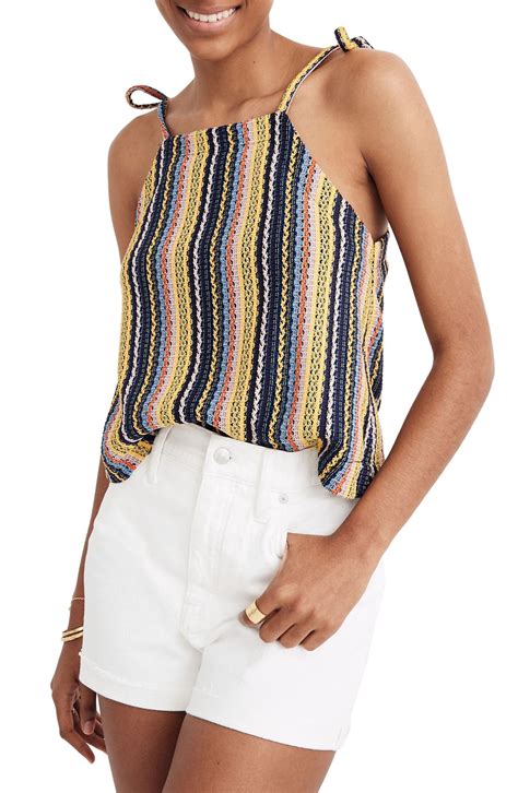 Madewell Texture And Thread Stripe Tie Shoulder Tank Top Nordstrom