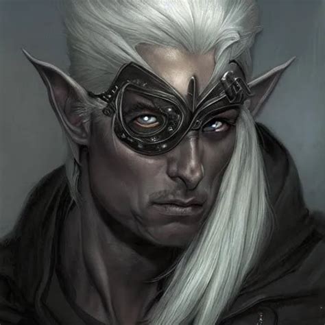 A Portrait Of A Dark Drow Elf Male Warrior Medium L