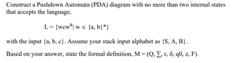 Solved Construct A Pushdown Automata PDA Diagram With No Chegg