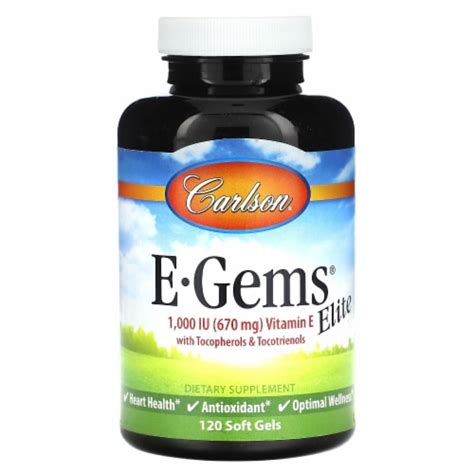 Carlson E Gems Elite Vitamin E Mg Iu Soft Gels