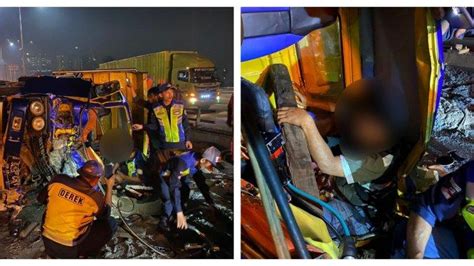 Kecelakaan Hari Ini Di Tol Priok Sopir Ngantuk Truk Boks Seruduk Truk